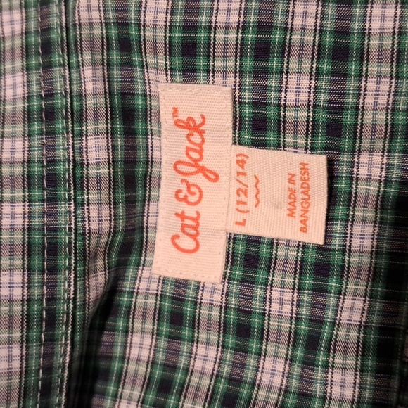 Cat & Jack boys large or 12-14 blue & green plaid long sleeved shirt - Picture 3 of 6